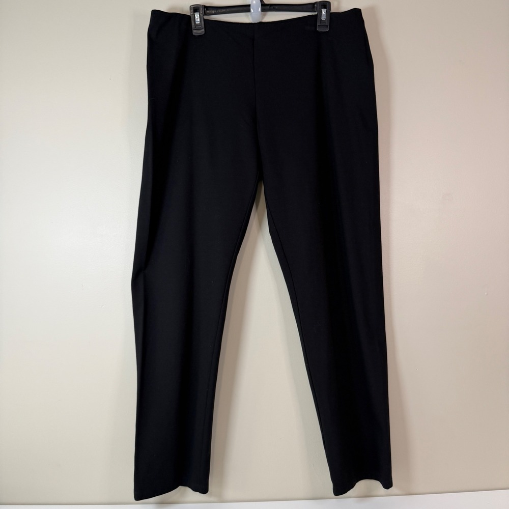 Eileen Fisher Slim Straight Pants Large Stretch Ponte Pull On Workwear Comfort